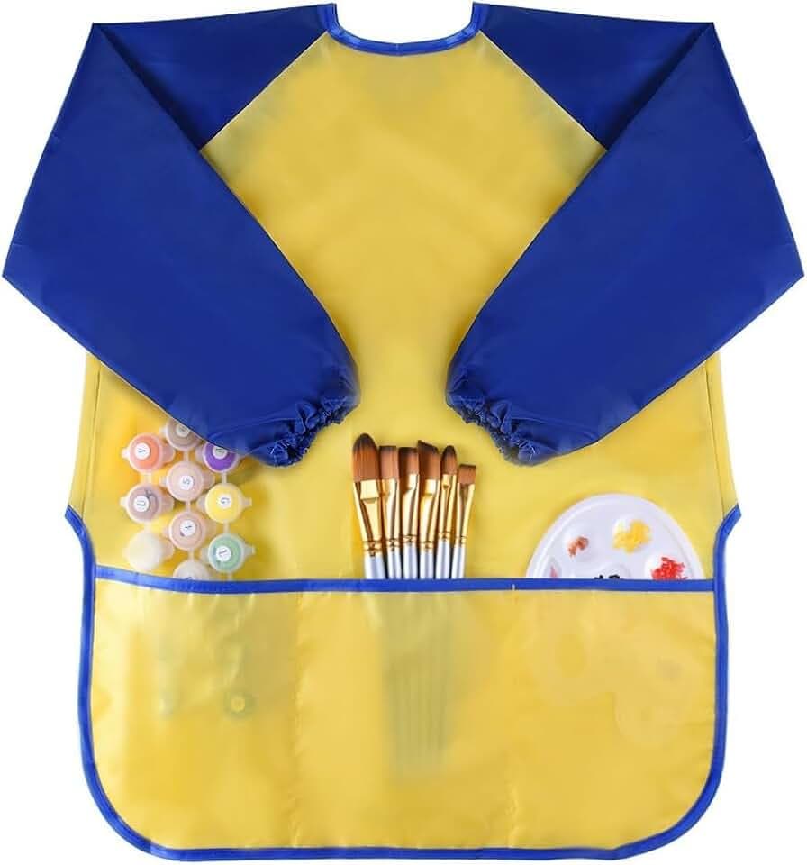 Voarge Malschürze, Nylon, wasserdicht, Malschürze mit Ärmeln für Kinder von 7 bis 12 Jahren, L