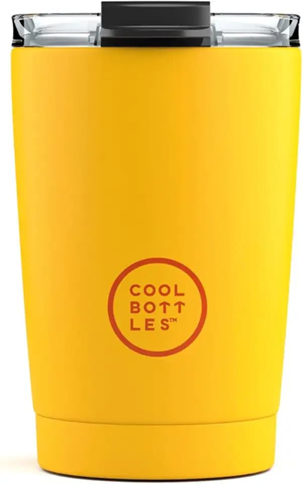 Cool Bottles - Tumbler - Thermobecher aus Edelstahl - 330 ml - Vivid Yellow - Thermoskanne für Kaffee - Luftdichter Deckel - Kalte Getränke 10 Stunden und heiße Getränke 5 Stunden - Fleckabweisend