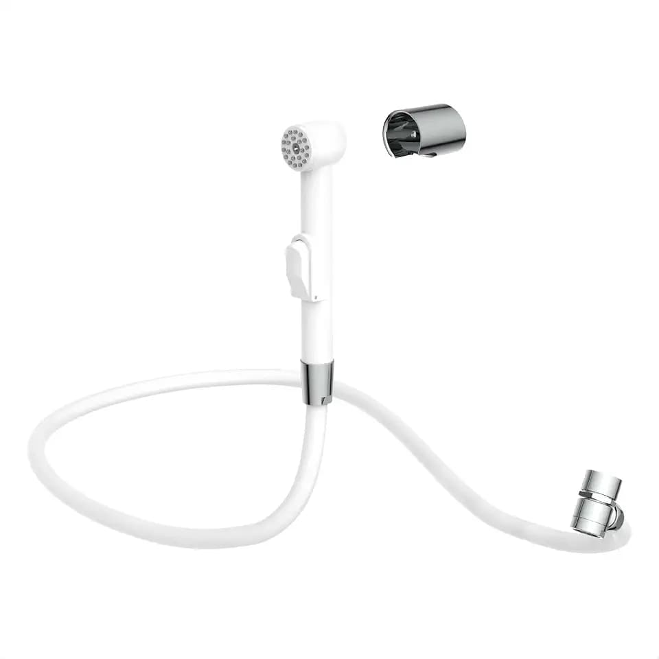 EISL DX25W-A Waschbeckenbrause, Bidet-Handbrause für Küche, Bad, Waschküche oder Werkstatt, Waschbeckendusche, ideal zum Nachrüsten, Set mit Schlauch (1250mm) und Adapter, Toilettenbrause, Weiß
