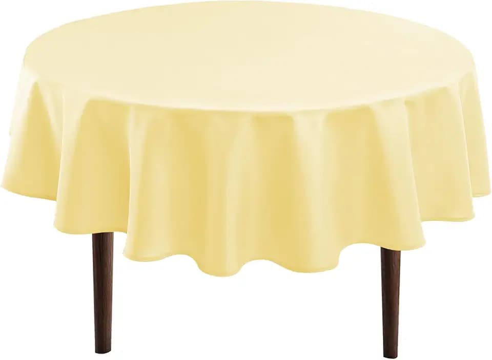Hiasan Round Tablecloth, 60 Inch, Light Yellow, 1 Pack