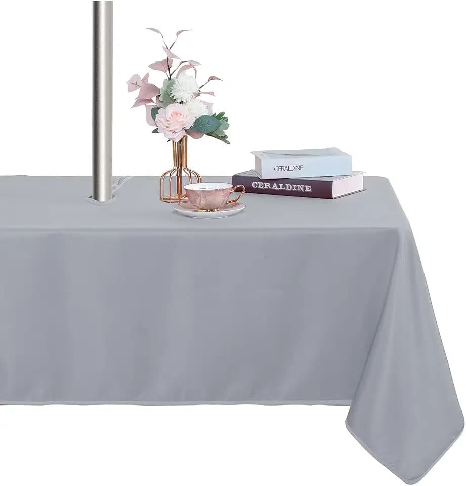 Fitable Silver Grey Outdoor Tablecloth for 6ft Rectangle Tables, 60" x 102"