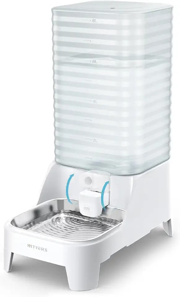 8L Automatischer Wasserspender Katzen und Hunde, mit Edelstahlschüssel | Wasserspender Hund mit Wasserhahn, verstellbarem Sockel, leicht zu reinigen, lebensmittelecht & BPA-frei, ohne Strom