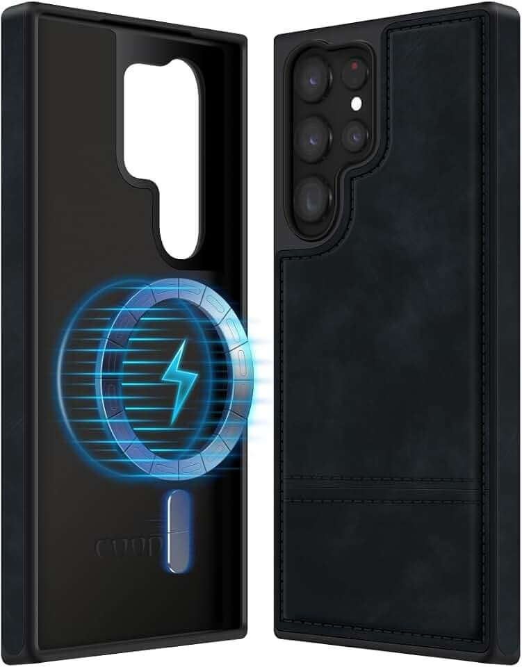 COODIO Magnetisch Hülle für Samsung Galaxy S24 Ultra 6,8 Zoll, Magnetisch Hülle kompatibel mit MagSafe/Kabelloses Ladepad, Dünn Kreativer Handyhülle, Schwarz