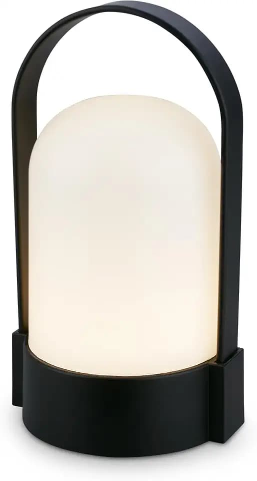 BRILONER - LED Tischlampe kabellos IP44 mit Touch, dimmbar in Stufen, USB, Akku tauschbar, Nachttischlampe, Leselampe, LED Lampe, Campinglampe, Tischleuchte, Akku Lampe, Outdoor, 9x8x15,5 cm, Schwarz
