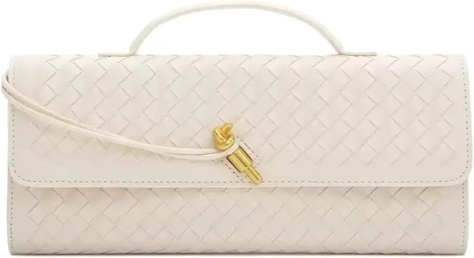 Handmade Woven Evening Bag for Women Casual Clutch Purse Leather Shoulder Handbag Fashion Crossbody Bag