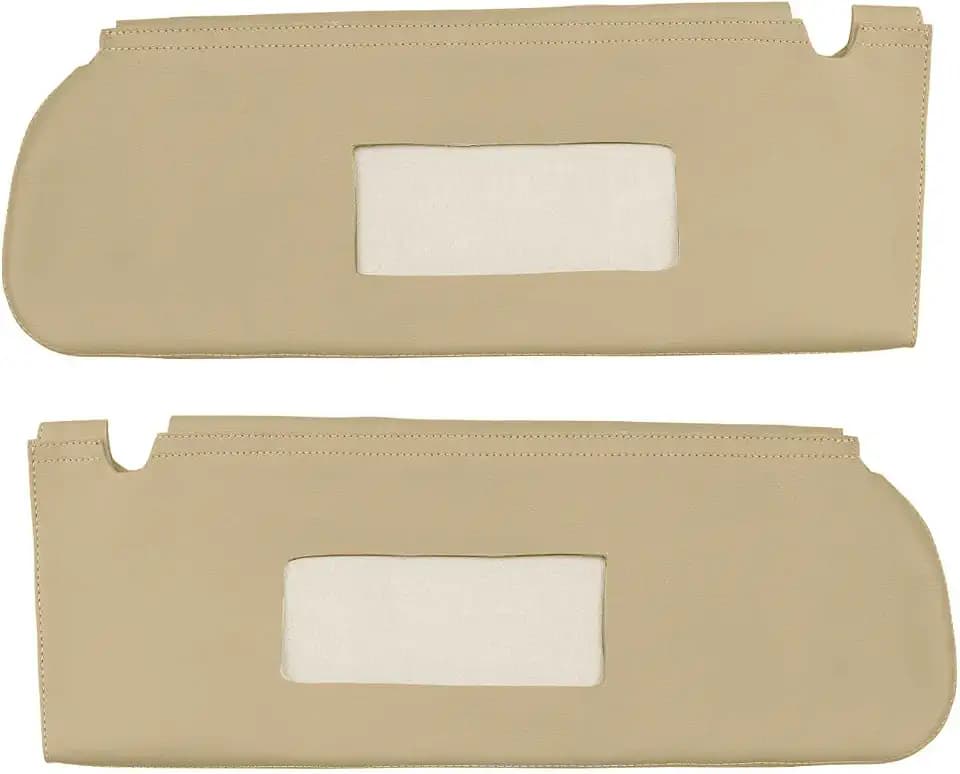 KBH Car Sun Visor Cover for Chevy Tahoe Suburban & GMC Yukon 1995 1996 1997 1998 1999, Left and Right Side Sunvisor Covering, Vinyl Leather Trim, Anti-Scratch, Tan