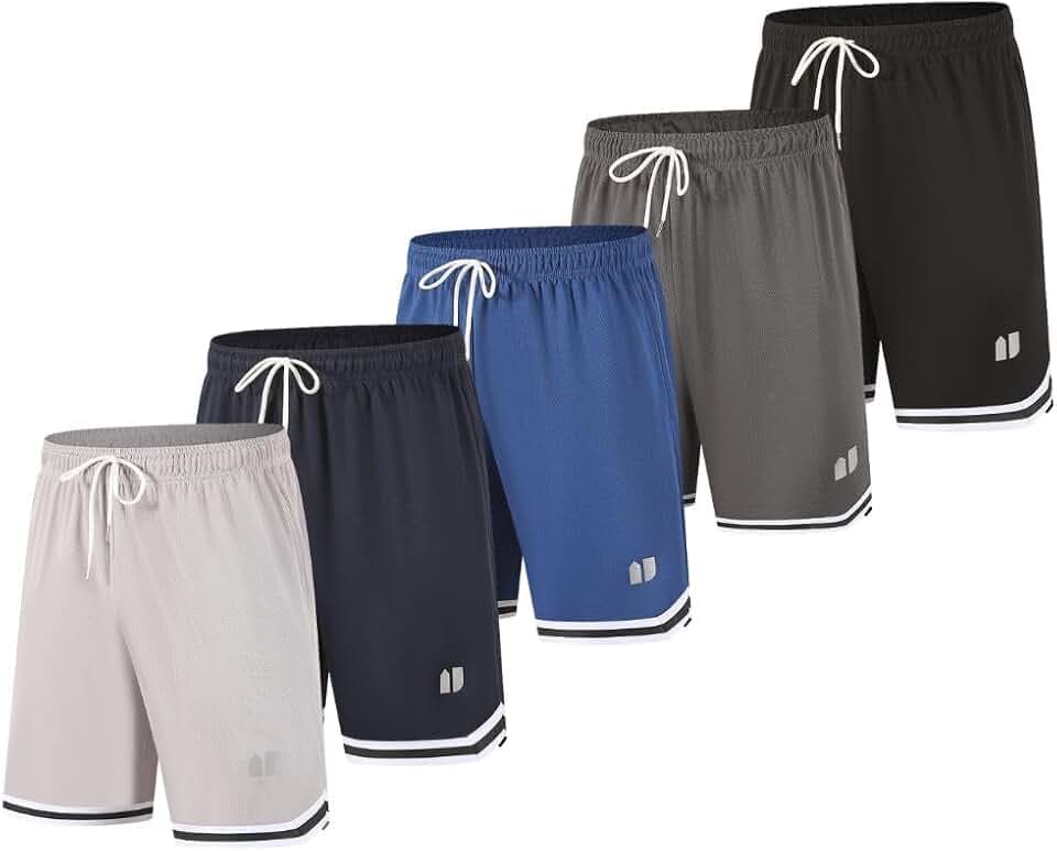 Herren-Sport-Shorts, Sport-Shorts, schnelltrocknend, für Fitnessstudio, Laufen, Fitness, Workout, Shorts mit Taschen und elastischem Bund