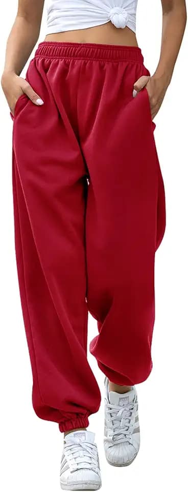 HeSaYep Women's Baggy Sweatpants High Waisted Fleece Cotton Sweat Pants