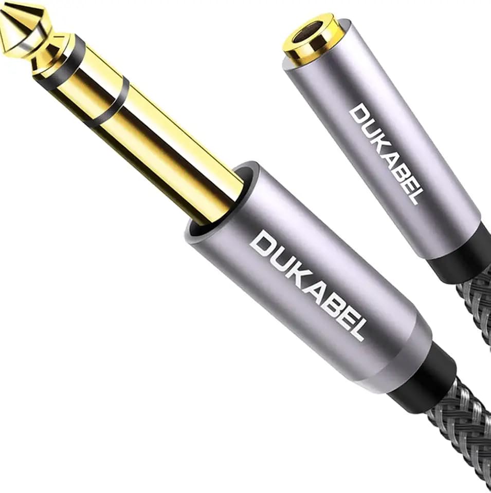 DUKABEL TopSeries Long 1/4'' Male to 1/8'' Female Adapter Cable (16ft/5M) 6.35mm to 3.5mm Phone Audio Connector Quarter Inch Adapter for Mixer Guitar Piano Amplifier Speaker and More