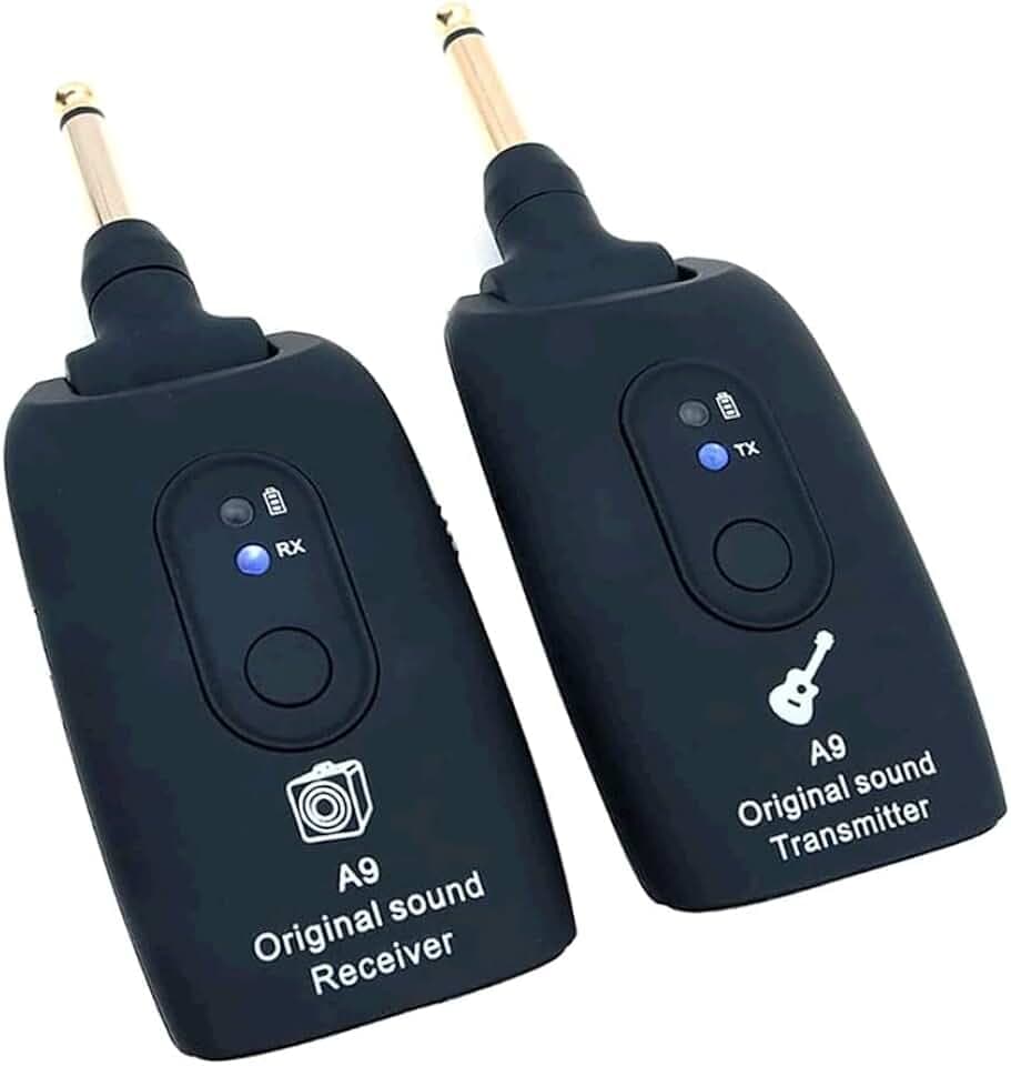 Alnicov A9 Guitar Wireless System 2.4GHz Wireless Guitar Transmitter und Receiver für E-Gitarre Bass Violine Schwarz