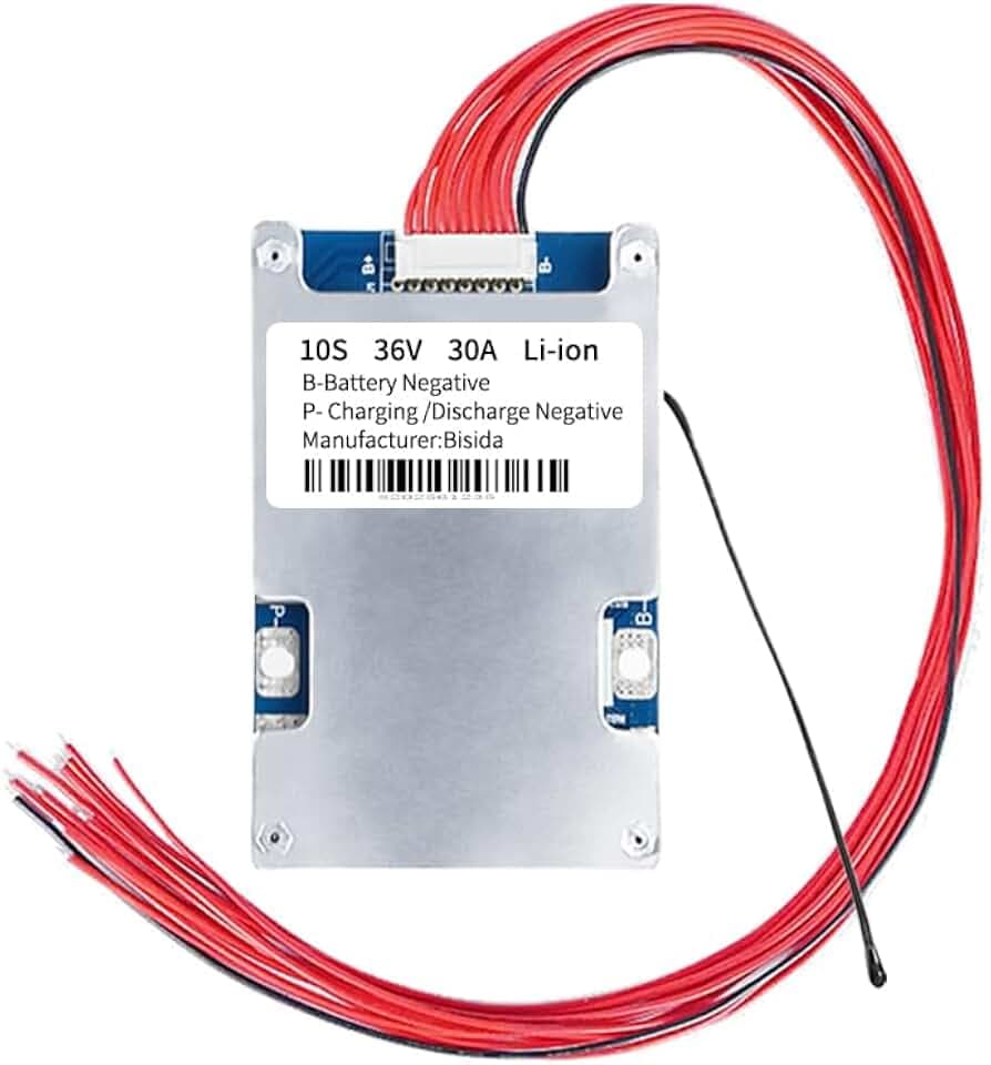 BMS 10S 36V 30A Lithium-PCB-Schutzplatine mit Balancerleitung und NTC, gemeinsamem Anschluss, zehn Schutzfunktionen, Lithium-Ionen-Batteriemanagementsystem, Li-Ion BMS