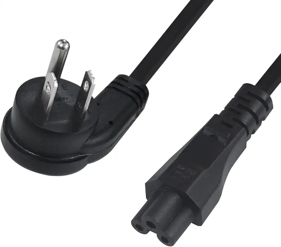 US Standard Laptop Power Cord - 6FT 18AWG 45-Degree Flat Plug NEMA 5-15P to Iec 60320 C5, Universal 3 Prong AC Power Cable Replacement Desktop Charger Cord for Notebook Computer Adapter TV Printer