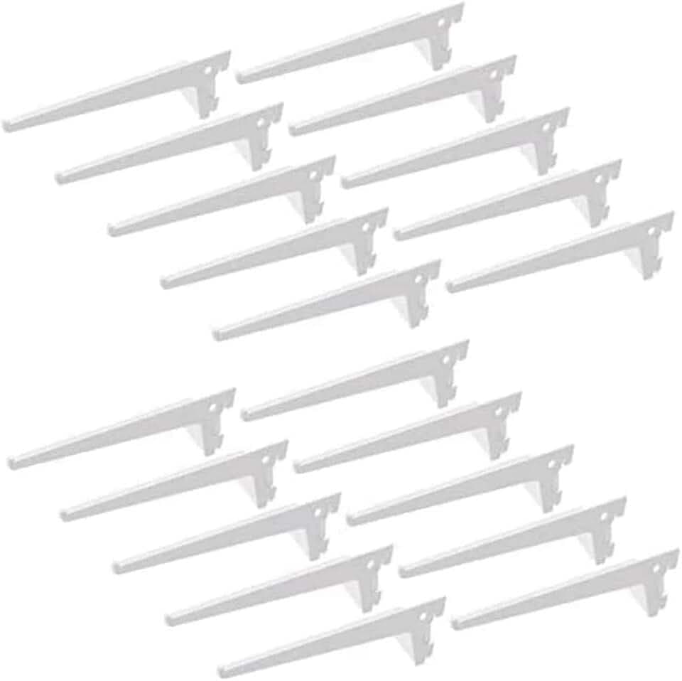 Emuca Regalträger für Holz-/Glasregal, für Profil mit Durchlass 50 mm, 200 mm, Stahl, Weiß, 20 Stück