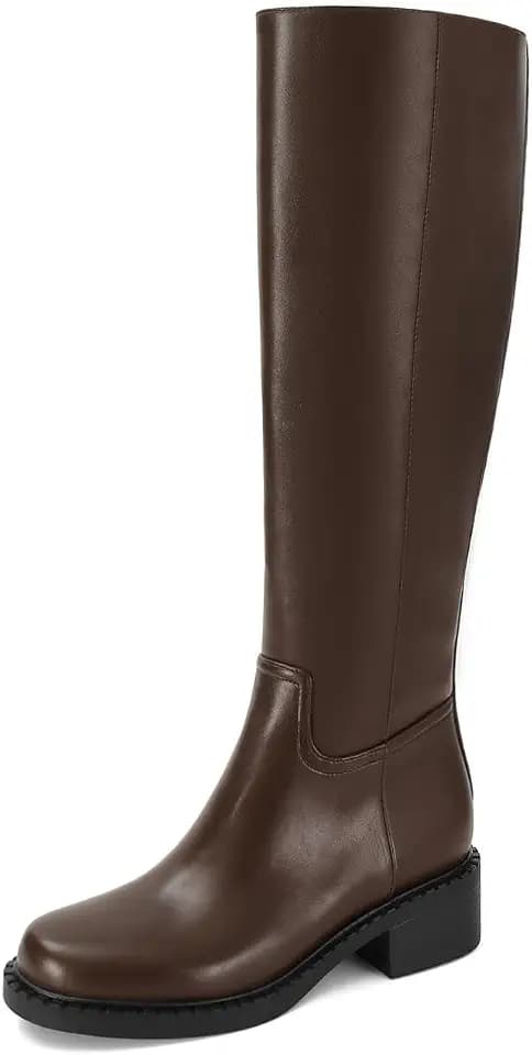 Dsevht Leather Knee High Boots for Women