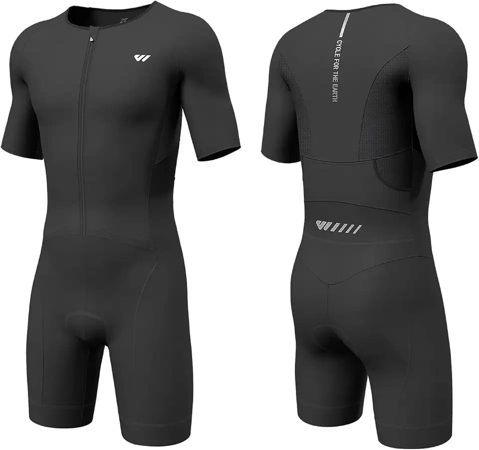 Wulibike Triathlon Anzug Herren Trisuit Kurzarm,Hohe Elastizität atmungsaktiv schnelltrocknend Tri Suit Triathlonanzug für Herren Rennen und Triathlon Wettkämpfe