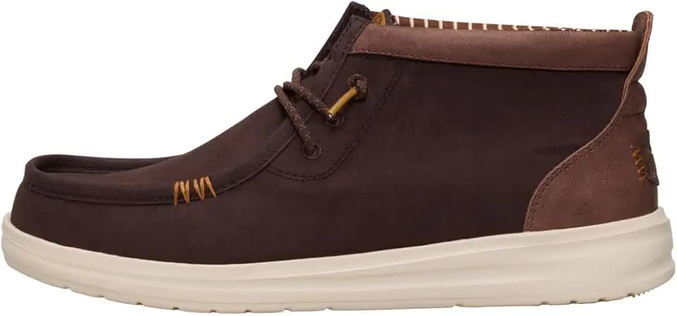 HEYDUDE Wally Mid GripR Vin Classic, Mole Brown/Downtown Brown, Size 12, Men’s Boots, Men’s Pull On Boots, Comfortable & Lightweight