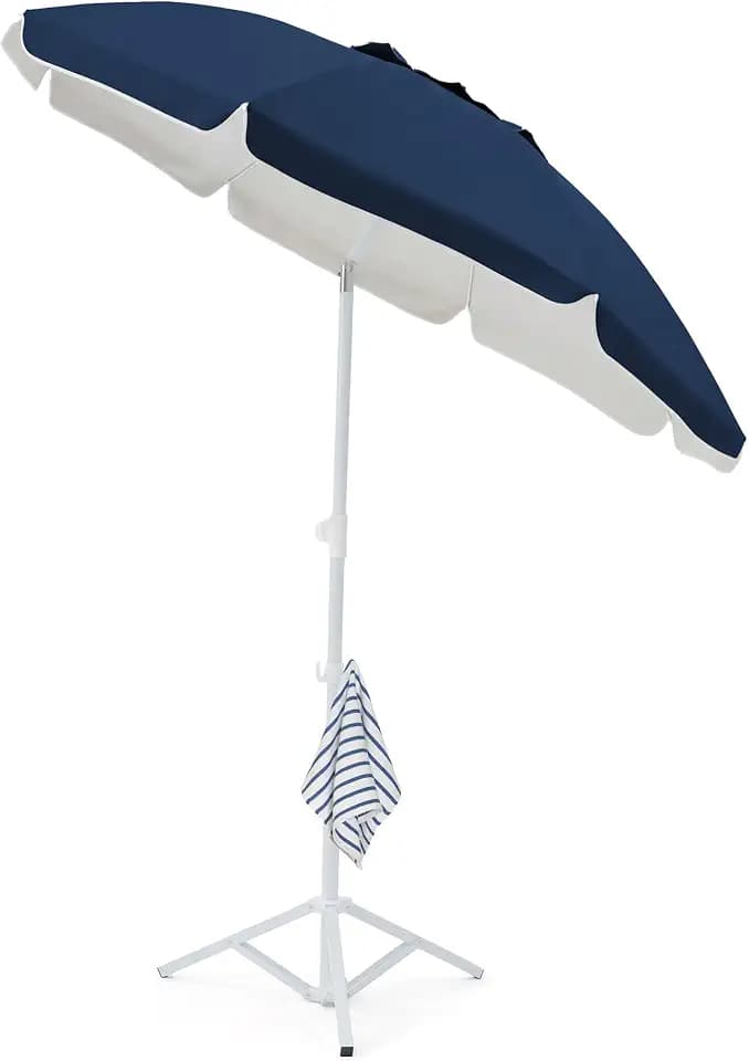JEAREY 6.5ft Portable Beach Shade Sports Umbrella with Stand, Navy