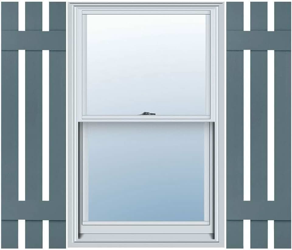 Mid America Mid-America 00031247004 Standard Size Three Board Spaced Vinyl Shutters, w/Installation Shutter-Lok's & Matching Screws (Per Pair), 004, 12"W x 47"H, Wedgewood Blue