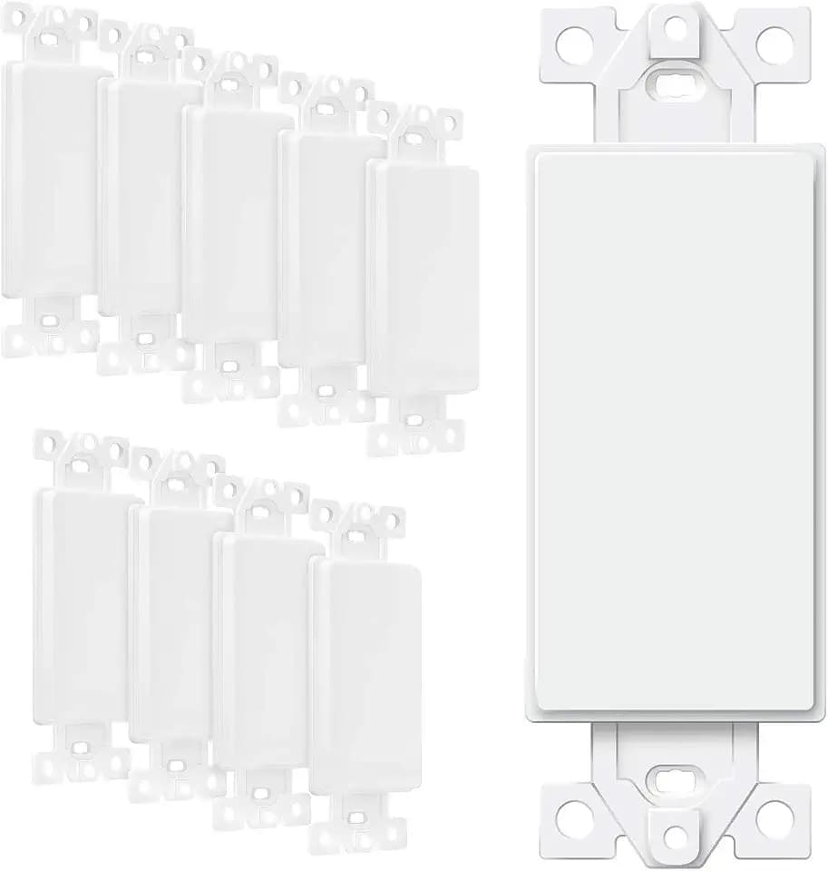 ENERLITES Blank Adapter Insert for Decorator Wall Plates, Unbreakable Polycarbonate Thermoplastic, ETL Listed, 6001-W-10PCS, White, 10 Piece