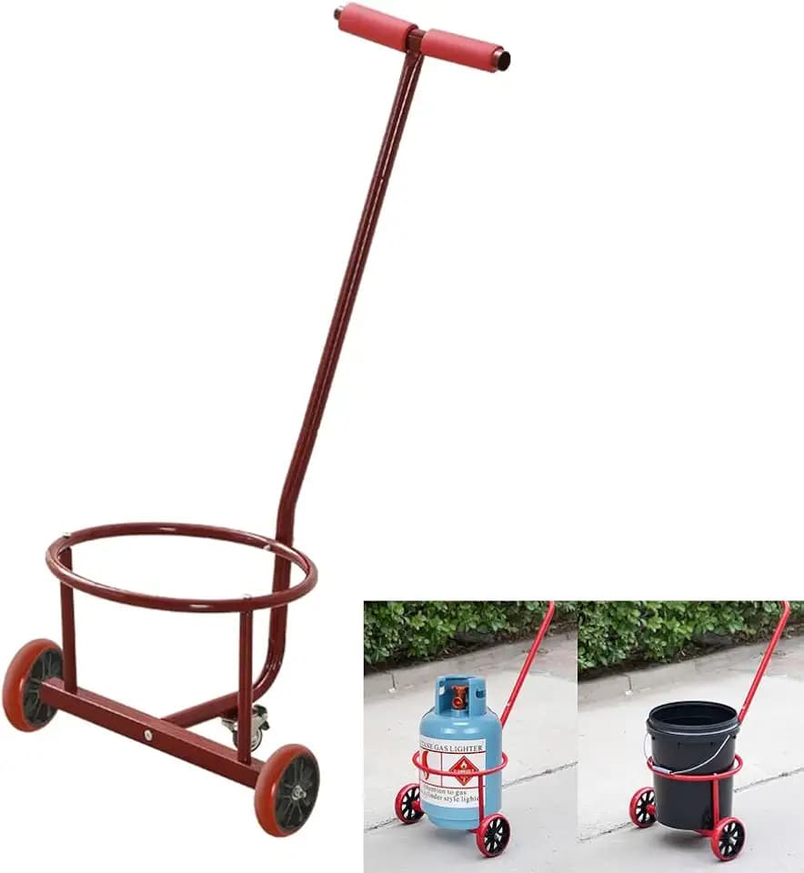 Portable Lightweight Hand Truck, Bucket Cart, Garbage Cart, Gas Bottle Transporter, Wheeled Trolley, Suitable for Moving, Outdoor Use, Home, Travel, and More (Fits for Circumference ＜37'')
