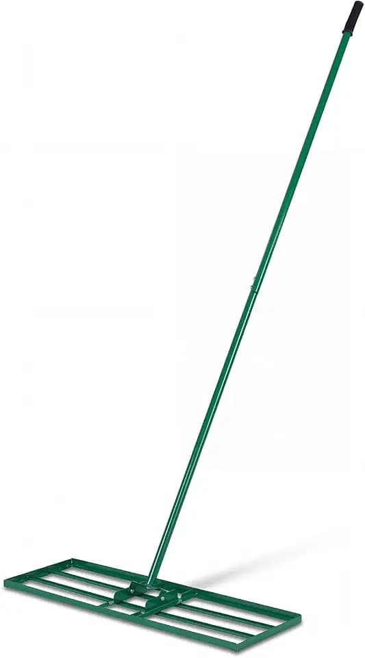 FANTASK Rasen Nivellierrechen Metall, 170 x 75 cm x 25 cm, Rasenrechen Nivellierung von Sand Boden, Lawn Leveling Rake mit ergonomischem Griff, Rasenwerkzeug für Garten Hinterhof Golfplatz (Grün)
