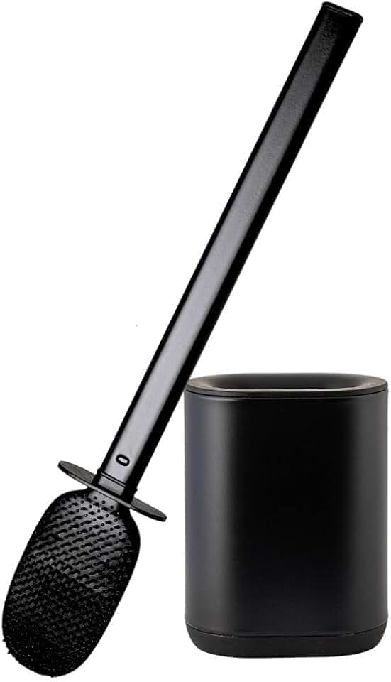 Erreke Toilettenbürste aus Edelstahl, Flexibel, Wand oder Boden, Schwarz