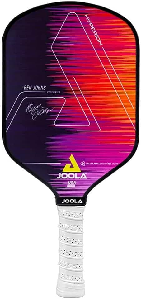 JOOLA Ben Johns Hyperion Pickleball-Paddel – wählen Sie Rohkohloberfläche oder Carbon-Abriebfläche für mehr Kraft und Spin – verlängerter Griff – Kohlefaser-Pickleball-Paddel – USAP-geprüft