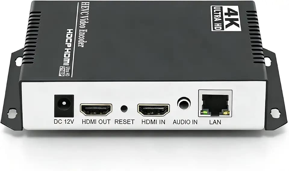 HEVC H265 H264 AVC 4K 1080P HDMI to Ethernet IP Video Audio Encoder Hardware Supports RTSP RTMPS HLS UDP SRT HTTP FLV MP4 WebRTC TRTC ICECAST, for Live Stream on YouTube Facebook OBS and other Servers