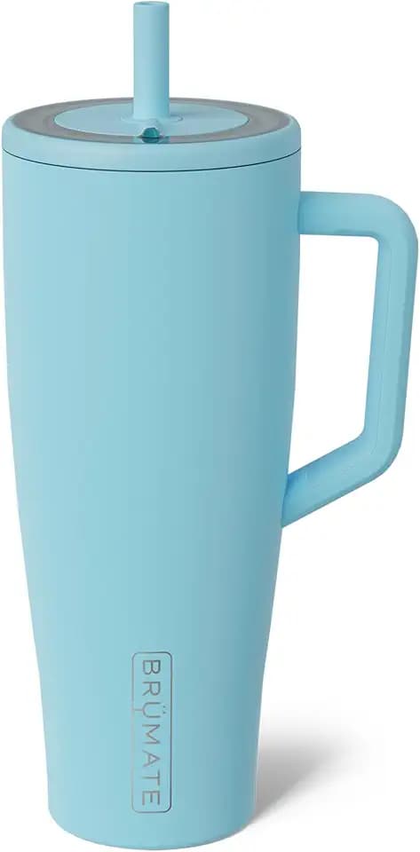 BrüMate Era 40 oz Tumbler with Handle and Straw | 100% Leakproof Insulated Water Bottle Tumbler with Lid and Flexible SoftSip Straw | Made of Stainless Steel | Cup Holder Friendly | 40oz (Glacier)