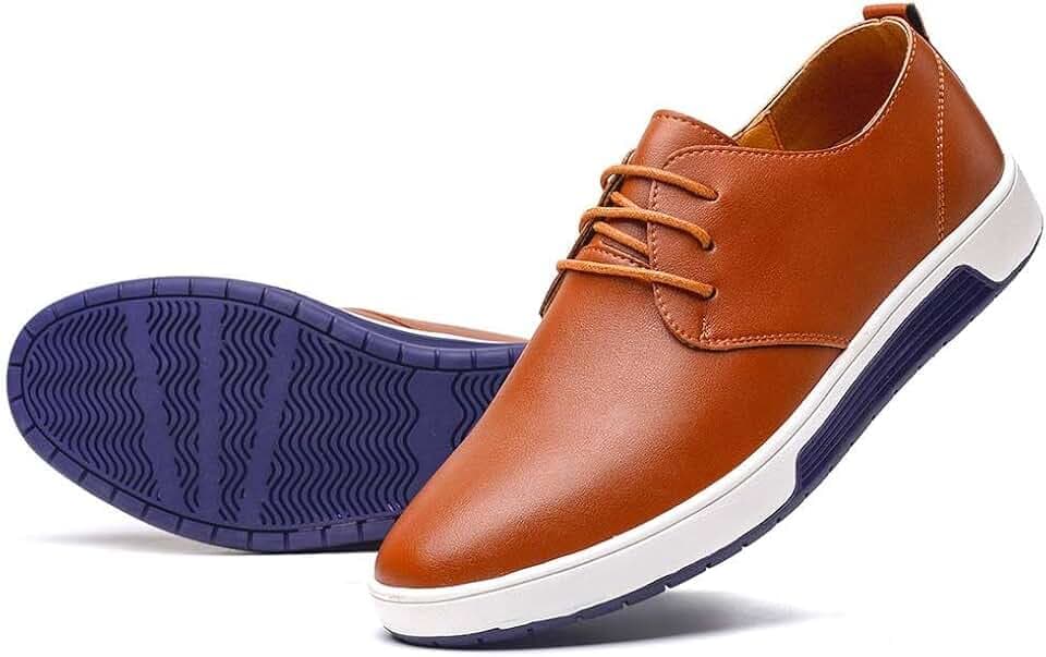 konhill Mens Casual Oxford Dress Shoes Lace-Up Sneakers
