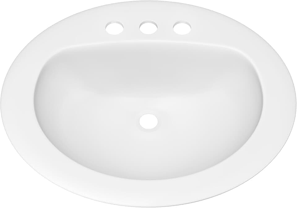 PROFLO PF20178 Rockaway 20-1/2" Oval Vitreous China Drop In Bathroom Sink with Overflow and 3 Faucet Holes at 8" Centers - White