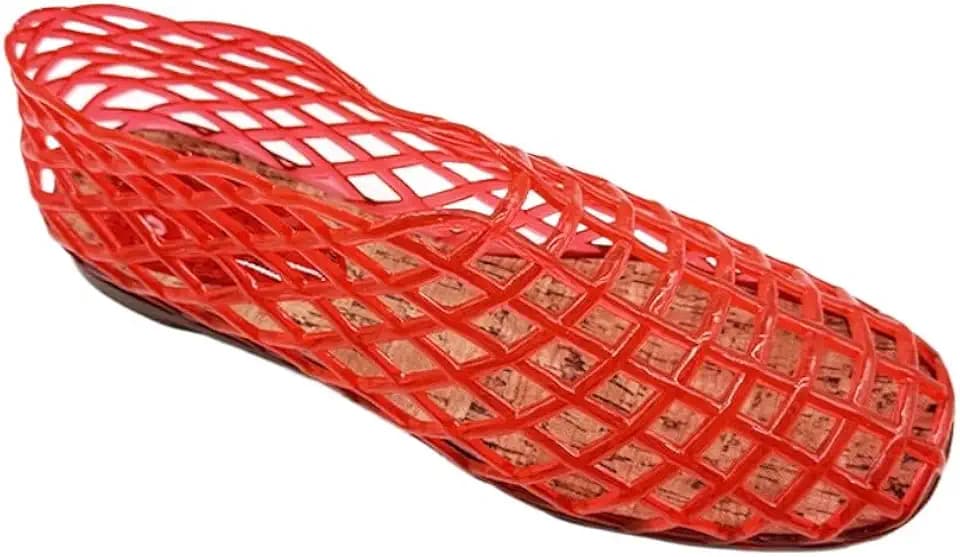 Jelly Mesh Ballet Flats for Women Clear Jelly Sandals Hollow Water Slides Slip on House Slippers Low Heel Booties Wide Lightweight Breathable Dressy Ballerina Shoes Summer Beach Party Cruise Vacation
