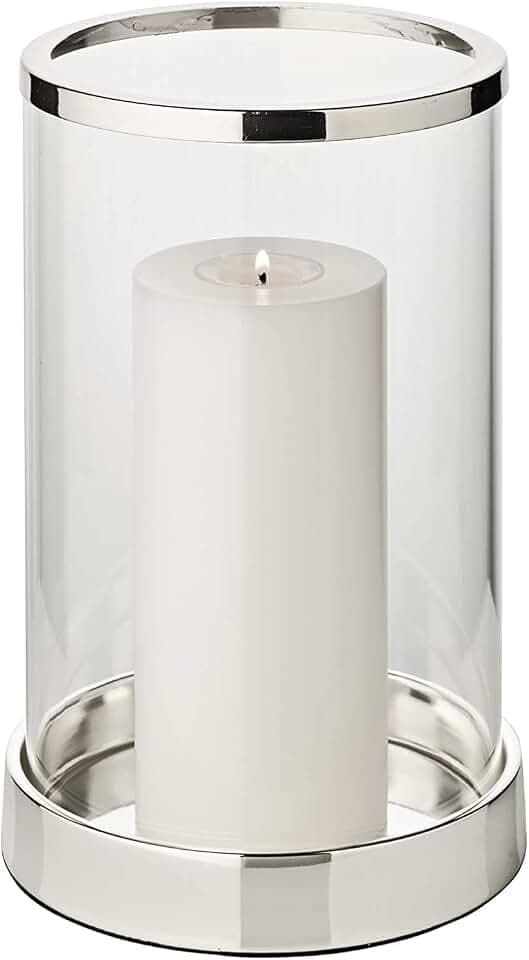 EDZARD Windlicht Sanremo (H 26 cm, Ø 16,5 cm), versilbert, anlaufgeschützt | Kein Silberputzen, kein Nachdunkeln · schirmt die Flamme gegen Zugluft ab · für Stumpenkerzen bis Ø 8 cm
