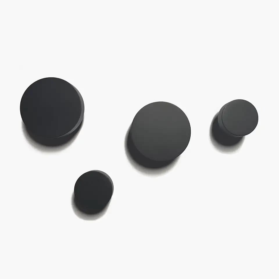 Orano Wandhaken rund Garderobenhaken Holz 4er Set schwarz