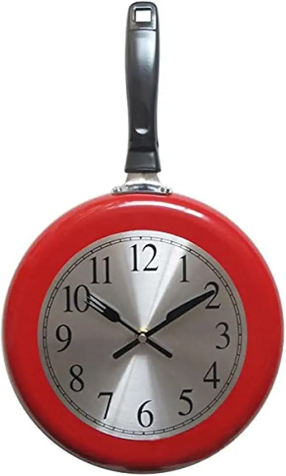 Timelike Küchenuhr - Pan Form Runde Analoge Wanduhr, Bratpfanne Eier Wanduhr Pfannenuhr Küchenuhr Wohnzimmeruhr Bürouhr Pfannen Uhr