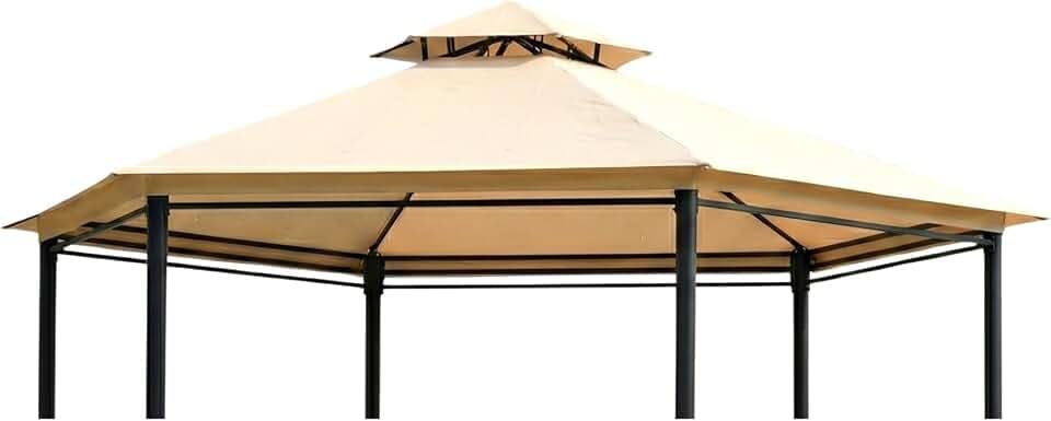 Garden Winds Reinforced Replacement Canopy Top Cover Compatible with The US84C-052YL0131 Outsunny Hexagon Gazebo - Classic Sand, Riplock 350