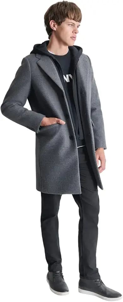 DKNY Men's Water Resistant Wool Cold Weather Casual Jacket