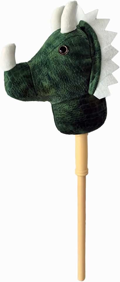 Ponyland: Music Stick Animal - Green Dinosaur - Music Button, Sturdy Two-Piece Stick W/Colorful Soft Plush Animal Head, Pretend Play, Kids Ages 3+