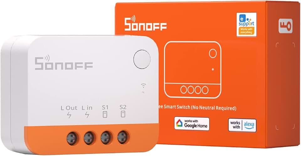 SONOFF ZBMINIL2 Zigbee Smart Schalter,6A/1440W 2 Way Smart Switch(Kein Neutralleiter Erforderlich),Smart Lichtschalter Zigbee 3.0 Hub Erforderlich,Kompatibel mit Alexa, Google Home, Home Assistant.