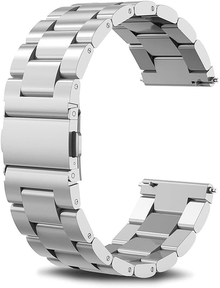 Kompatibel mit Armband Garmin Vívoactive 6 5 3/Venu/Sq 2/Vívomove 3 Trend/Forerunner 245 645 Music 165,20MM Silber Herren Metallarmband Edelstahl Uhrenarmband Metall Uhrband