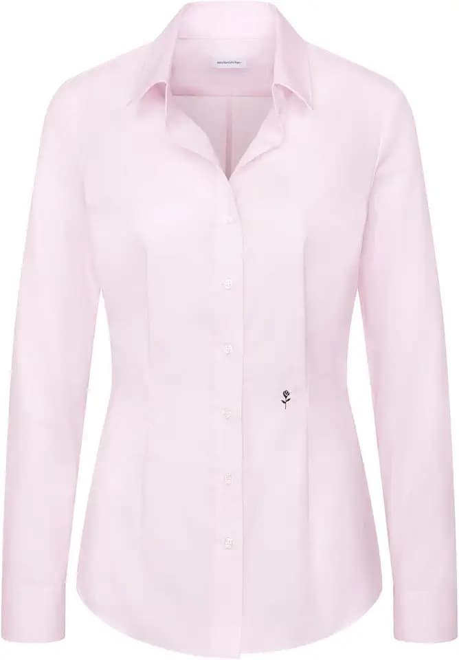 Damen Longbluse Oversized 1/1 Hemdblusenkragen 97% Baumwolle 3% Elastan