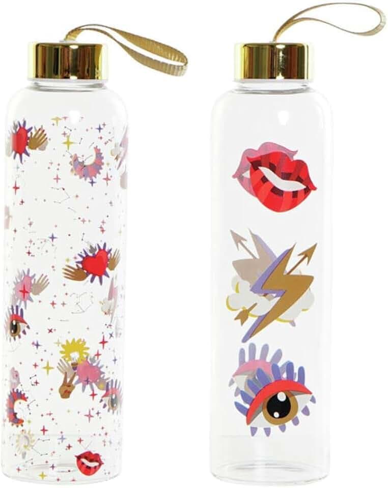 DKD Home Decor Wasserflasche aus Edelstahl, BorosiLila Malva (550 ml) (2 Stück)