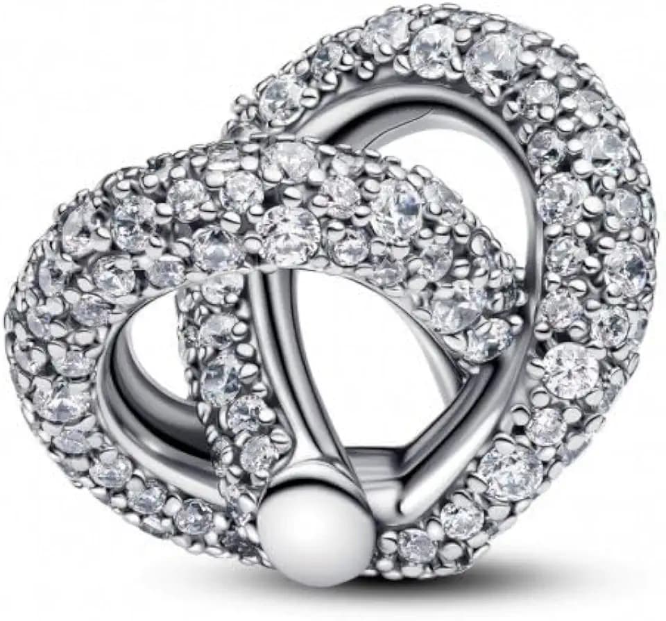 PANDORA Moments Pavé Unendlichkeitsknoten Herz-Charm aus Sterling Silber mit Zirkonia, Kompatibel Moments Armbändern, 793771C01