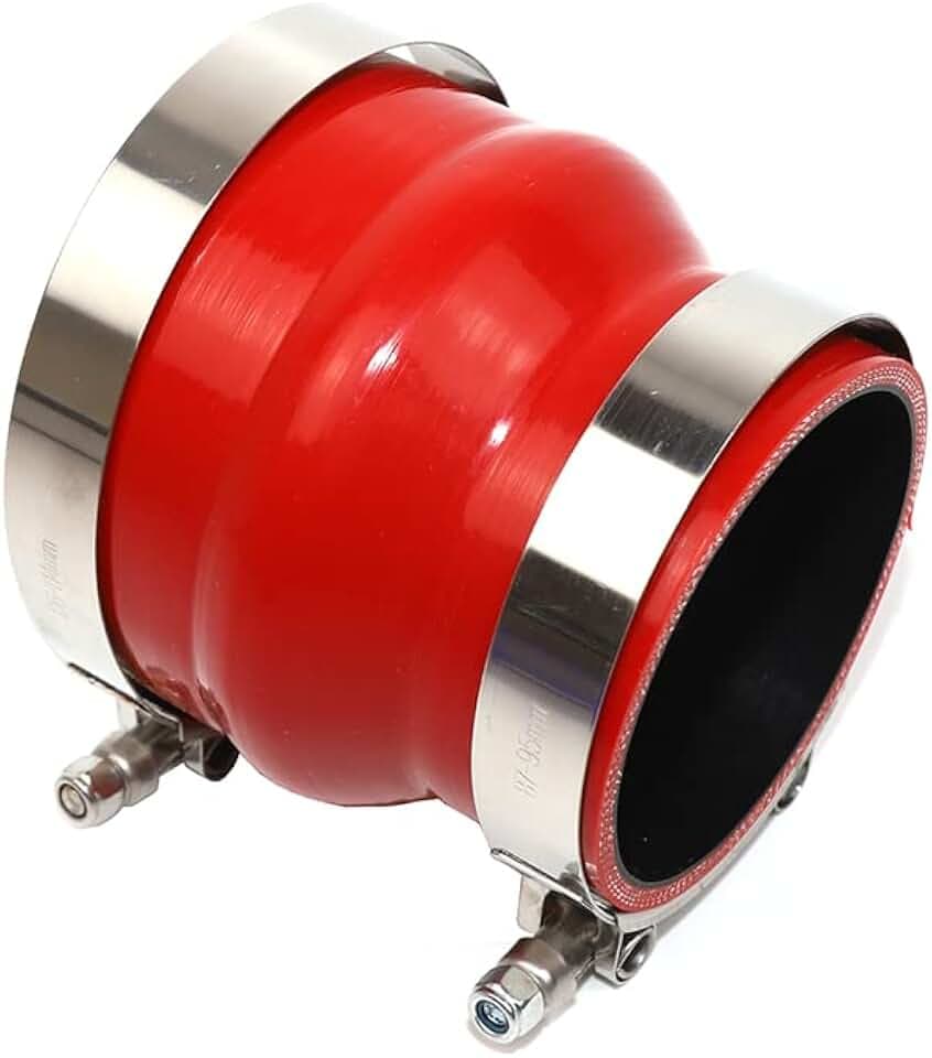 4-Ply Reinforced High Temperature 3.25" to 4" ID Hump Hose Reducer Silicone Coupler With Stainless Steel T Bolt Clamp (3.25"-4" RED)