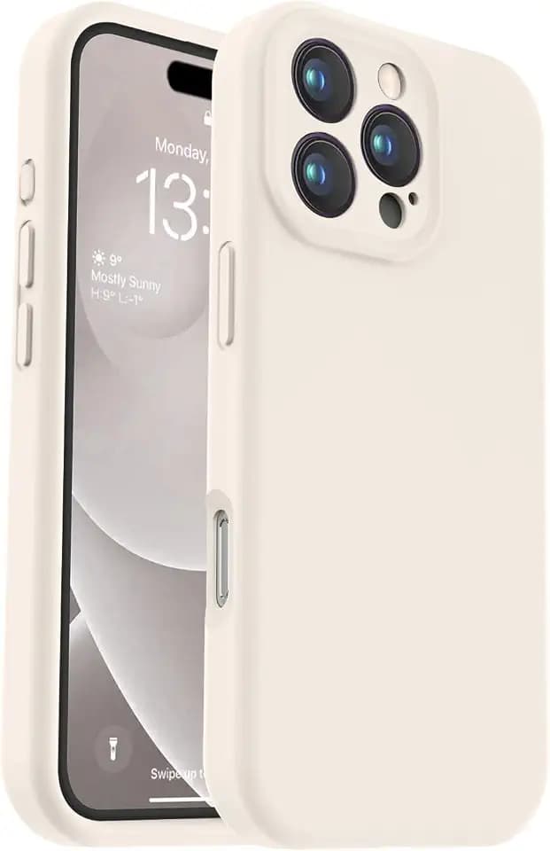Vooii Compatible with iPhone 16 Pro Max Case, Liquid Silicone Upgrade [Camera Protection] [Soft Anti-Scratch Microfiber Lining] Shockproof Phone Case for iPhone 16 Pro Max 6.9 inch - Stone