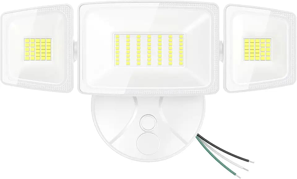 Onforu 75W Flood Lights Outdoor, 7000LM Brightness Security Lights Switch Controlled, 3 Adjustable Heads, IP65 Waterproof, 6500K Wall Mount Exterior LED Flood Light