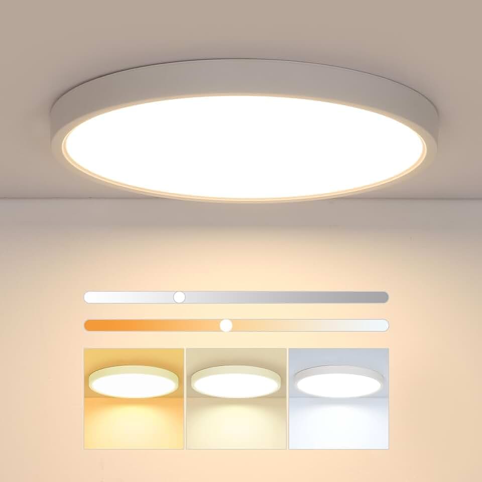 Osairous 24W Flach Rund Deckenlampe mit Fernsteuerung, IP44 Wasserdicht