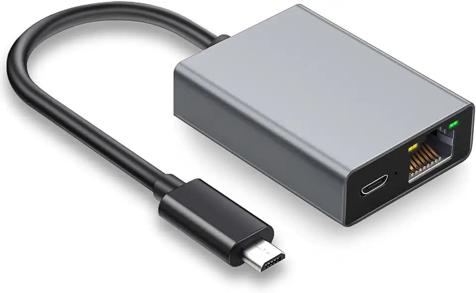YEZriler Ethernet Adapter for Fire TV Stick, Micro USB to RJ45 Ethernet Adapter Compatible with Fire TV Stick/4K/4K Max, Cube, Chromecast Ultra Audio - Grey