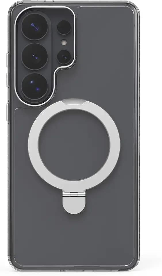 PureGear Case for Samsung Galaxy S26 Ultra (2026), Compatible with MagSafe Charging, Scratch-Resistant & Durable Protection, Galaxy S26 Ultra MagSafe Case with Ring Grip Kickstand, Clear Silver