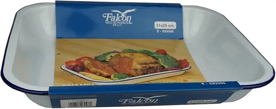 Genware 61031 Emaille Backen Gericht, 31cm x 25cm x 5cm, Weiß